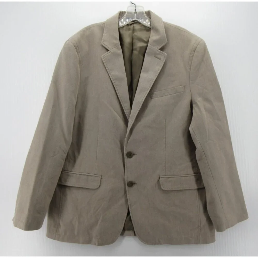 LL Bean Sport Coat 44 Taupe Field Blazer Safari Utility Jacket Canvas